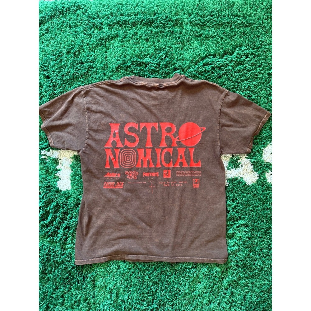 Travis Scott Cactus Jack x Fortnite Astronomical T-Shirt Brown Graphic Mens‎ L - Picture 3 of 7